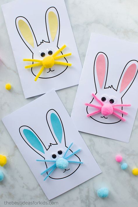 Easter Bunny Card Craft Easter Card Sayings, Påskeaktiviteter For Barn, Diy Easter Cards, Easter Bunny Cards, Bunny Cards, Easter Cards Handmade, Fun Easter Crafts, Diy Unicorn, Easy Easter Crafts