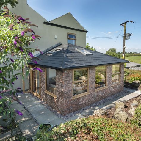 @prefixsystems Garden Room Roof with Irish Oak frames www.tandjconservatories.co.uk www.realroofconservatories.com Conservatory Conversion, Orangery Extension Kitchen, Bungalow Garage, Home Conservatory, Warm Roof, Granny Annexe, Orangery Extension, House Bungalow, Extension Kitchen