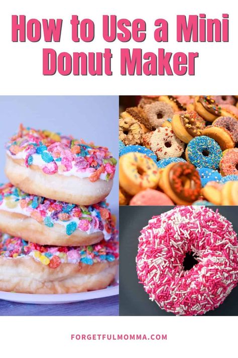 A mini donut maker is a very easy appliance to use. They are straightforward enough that you can let your kids make mini donuts. Baby Cake Donut Maker Recipes, Mini Donut Maker Recipes, Babycakes Donut Maker, Donut Maker Recipes, Peanut Butter Chocolate Chip Muffins, Mini Donut Maker, Healthy Donuts Recipe, Mini Donut Recipes, Mini Brownie Bites