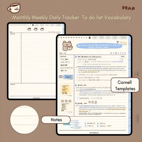 Cute Coffee Bear Study Planner,daily, Weekly, Monthly Planner, to Do, Goals Success Planner, Hyperlink,goodnotes,digital Planner,pdf - Etsy planner #weeklyplannerfreeprintable #printableplanners. Free Digital Journal Goodnotes, Coffee Bear, Cute Daily Planner, Success Planner, Free Planner Templates, Etsy Planner, Weekly Planner Free Printable, Weekly Planner Free, Planner Writing