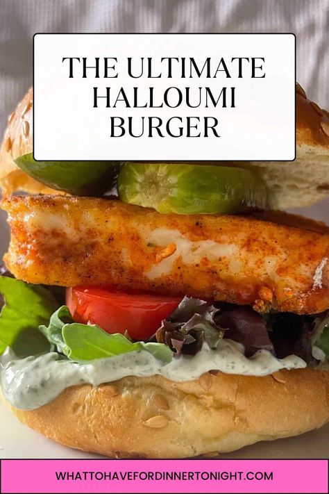 The Ultimate Halloumi Burger Cornflour Recipes, Halloumi Burger, Fried Halloumi, Spicy Pickles, Sweet Cooking, Pasta Soup, Brioche Buns, Burger Buns, Fresh Mint Leaves