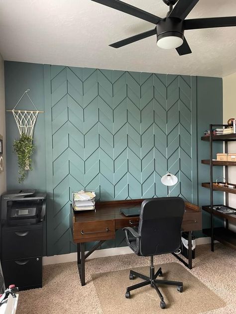 Trim Wall Design, Unique Wall Design, Wooden Shelf Design, Trim Wall, Black Feature Wall, Room Accent Wall, Accent Wall Designs, Diy Accent Wall, Wall Panel Design