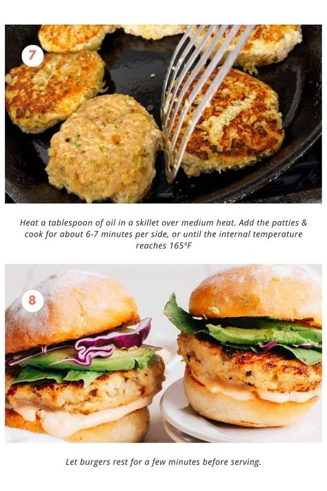 This Juicy Ground Chicken Burger recipe is a flavor-packed delight that will redefine your burger game! Bursting with tender onions, aromatic garlic, and a kick of spice, this isn't your average backyard burger. Lean and delicious, they're the perfect combination of juicy and flavorful. Whether you grill or cook them on the stovetop or even air fryer them - they're so good, you'll want to make them in bulk for meal prep! Find the full recipe on my blog with video tutorial and serving tips. Turkey Burger Sliders, Chicken Burger Recipe, Ground Chicken Burgers, Ground Recipes, Chicken Burgers Recipe, Chicken Burger, Chicken Patties, Burger Recipe, Good Burger