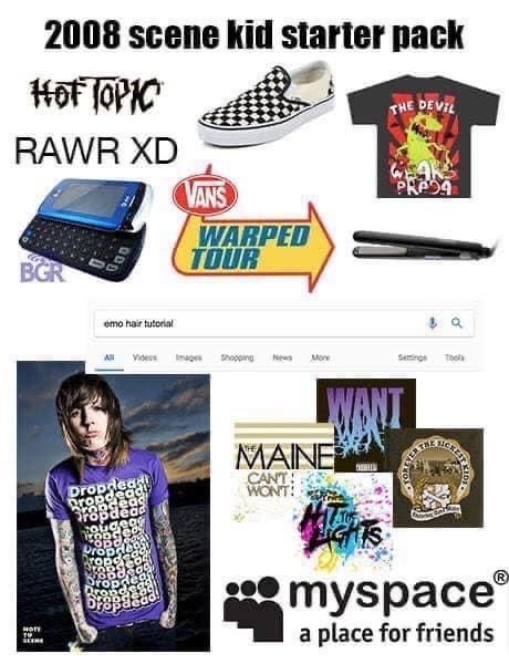 Emo Starter Pack, Early 2000s Emo, Emo Meme, 2000s Vibe, Emo 2000s, Indie Alt, Vans Warped Tour, Scene Core, 2000s Emo