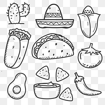 food,burrito,taco,tex mex,doodle,cactus,avocado,corn,illustration,mexico,vector,drawing,mexican,isolated,sombrero,set,national,icon,chili,symbol,pepper,tasty,meat,meal,dinner,cuisine,restaurant,beef,lunch,breakfast,vintage,sketch,hand drawn,menu,spicy,pencil,hot,tomato,snack,party,travel,culture,country,wrap,tortilla,vintage vector,food vector,travel vector,cactus vector,pencil vector,party vector,menu vector,chili vector,mexico vector,restaurant vector,doodle vector,sketch vector,corn vector,ve Mexican Food Drawing Easy, Tacos Drawing Easy, Simple Taco Drawing, Taco Drawing Easy, Mexican Food Drawing, Taco Doodle, Drawing Mexican, Corn Vector, Mexico Drawing