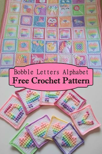 Bobble Alphabet Chart, Crochet Bobble Alphabet Letters Pattern Free, How To Crochet Letters Into Blanket, Free Crochet Alphabet Letters Pattern Free, Crochet Bubble Letters, Crochet Bobble Edging, Crochet Bobble Letters, Crochet Bobble Alphabet, Crochet Letters On Blanket