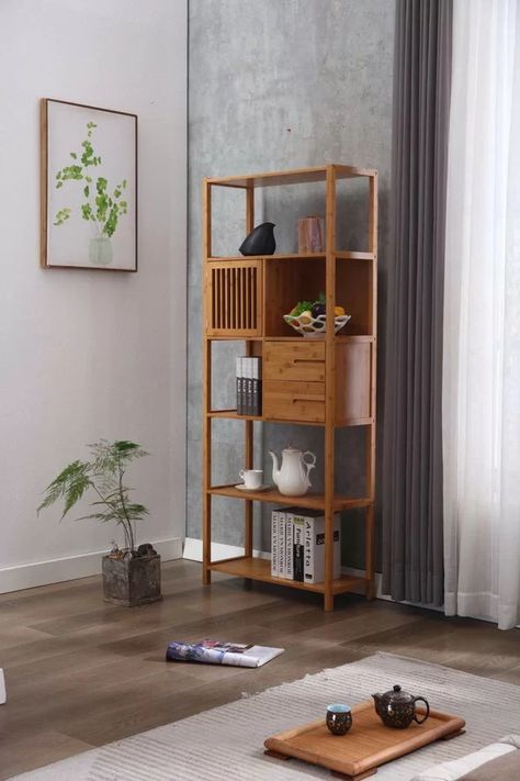 Bamboo Bookcase, Modular Bookshelf, Long Shelves, Modular Bookshelves, Modern Bookshelf, Bookcase Decor, Solid Wood Shelves, Bookshelf Design, Cubby Storage