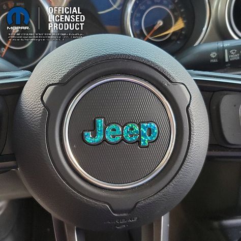 Holographic Sequins Steering Wheel Jeep Sticker Decal, Wrangler JK, JL, Gladiator, Renegade, Grand Cherokee, Compass, Patriot by SDIncDecals on Etsy Jeep Wrangler Grill, Jeep Emblems, Jeep Stickers, Blue Jeep, Tj Wrangler, 2015 Jeep Renegade, Jeep Decals, Jeep Mods, Car Things