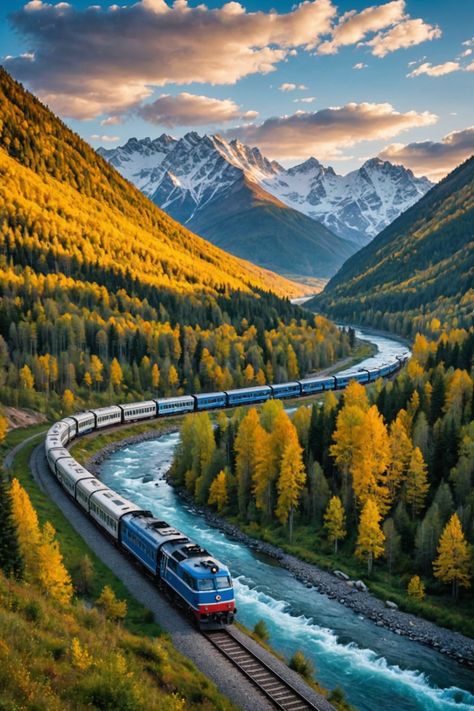 The Most Scenic Train Rides in Russia You Need to Take! Train Routes Through Europe, Russia Landscape, Russia Nature, Trans Siberian Railway, Scenic Train Rides, Caucasus Mountains, Lake Baikal, Train Route, Stunning Landscapes