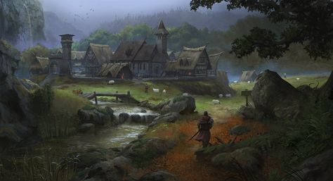 Fantasy Village, Creature Fantasy, European Village, Fantasy Town, Heroic Fantasy, Jaime Lannister, Art Watch, Fantasy City, Arya Stark