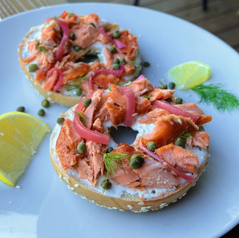 These recipes were created from our passion for seafood, using Premier Catch’s tasty, wild-caught Alaskan Salmon. We love to share them with our friends and family. From our kitchen to yours, here’s one of our favorites! Smoked Salmon Bagel, Salmon Bagel, Flaked Salmon, Lemon Pickle, Smoked Salmon Recipes, Alaskan Salmon, Onion Relish, Pickled Onions, Breakfast Brunch Recipes