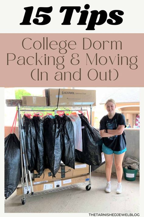 15 Tips: College Dorm Packing & Moving (In and Out) - thetarnishedjewelblog College Moving Tips, College Packing Tips, Top Bedroom Ideas, Moving To College, College Storage, Dorm Packing, Packing Moving, College Dorm Room Essentials, College Packing