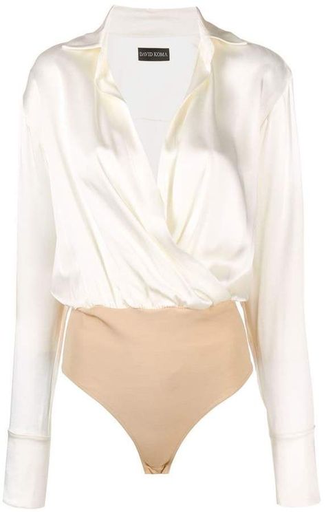 David Koma crossed shirt bodysuit Honeymoon Wear, Pentathlon, Cross Shirts, Shirt Bodysuit, Bodysuit Blouse, David Koma, Feminine Outfit, Pullover Shirt, Professional Outfits