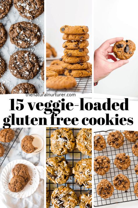 Veggie-loaded gluten free cookies that are easy, so delicious and that will satisfy your sweet tooth! Some Paleo, some, vegan, some grain-free, but all gluten free and severing up a dose of veggies. #glutenfreecookierecipes #veggieloaded #healthycookies #healthytreats Veggie Cookies, Paleo Coconut Macaroons, Chocolate Zucchini Cookies, Shred 10, Natural Nurturer, Zucchini Cookies, Sweet Potato Cookies, Gluten Free Cookie, Dairy Free Baking