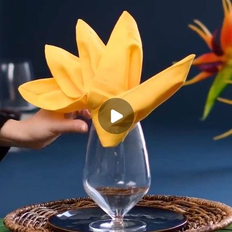 Napkin Folding In Wine Glasses, Wine Glass Napkin Fold, Glass Napkin Folding, Napkin In Wine Glass Ideas, Napkins In Glasses Ideas, Napkin In Glass Ideas, Napkin Folding Tutorial, Napkin Folds, Gala Themes