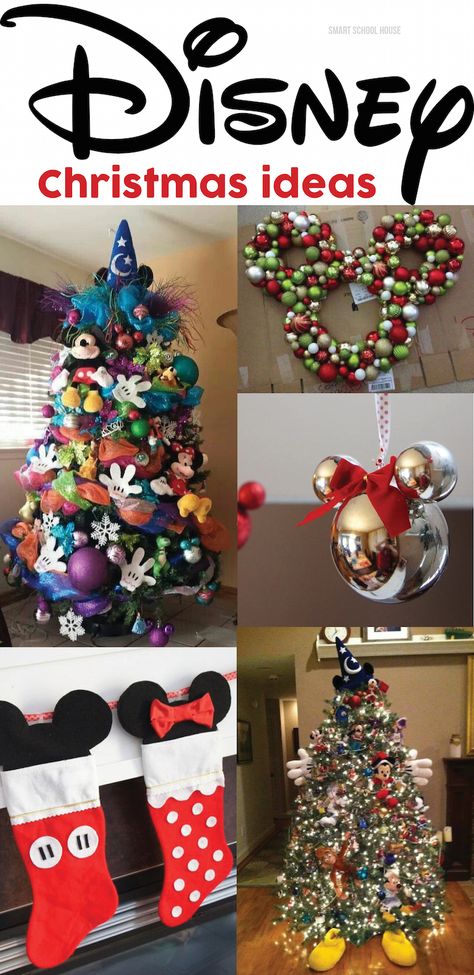 Disney Christmas Ideas - We think it would be fun to create some of our own Disney Christmas decor. So, here are a few ideas to get started! Meme Disney, Disney Christmas Decorations, Disney Christmas Tree, Tema Disney, Mickey Christmas, Mickey Mouse Christmas, Disney Decor, Disney Holiday, Disney Diy