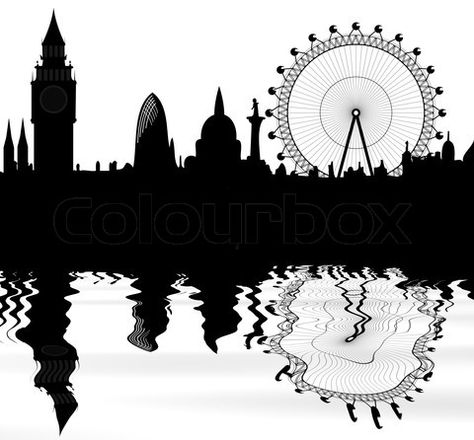 Amazing London skyline graphic London Skyline Silhouette, London Theme, Wise Person, Skyline Silhouette, Silhouette Template, Big Ben London, London Skyline, Building Art, Big Wheel