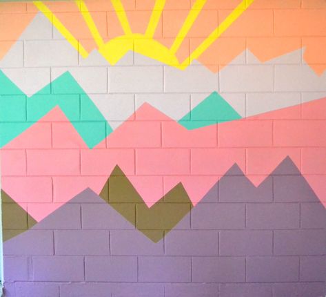 How to Paint Wall Murals for Kids - 5 Easy DIY Ideas. Mountain Wall Mural. Wall Murals For Kids, Wall Murals Painted Diy, Playroom Mural, Mountain Wall Mural, Wall Murals Diy, Easy Diy Ideas, Garden Mural, Whimsical Nursery, Diy Wall Painting