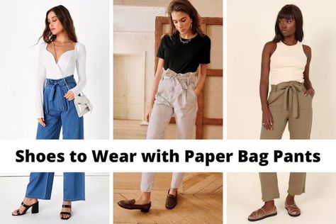 10 Best Shoes to Wear with Paper Bag Pants [2023]: Perfect Shoe Styles & Chic Paperbag Pants Outfit Ideas Paper Bag Pants Outfit Plus Size, Black Paper Bag Pants Outfit Winter, High Waisted Paper Bag Pants Outfit, Styling Paper Bag Pants, Paper Bag Pants Outfit Casual, Paper Bag Waist Pants Outfit, Paper Bag Pants Outfit Work, Paper Bag Trousers Outfit, Paperbag Trousers Outfit