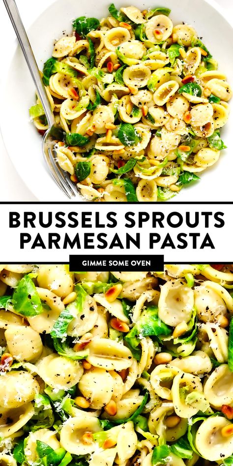 Brussel Sprout Risotto, Dinner Ideas With Brussel Sprouts, Brussel Sprout Dinner Recipes, Brussel Sprout Pasta, Shredded Brussels Sprouts, Black Pepper Sauce, Meatless Dishes, Dinner Club, Meatless Dinner