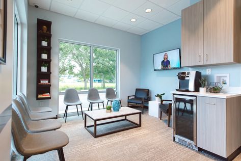 Dental office waiting area Office Waiting Area Design, Waiting Room Design Reception Areas, Office Waiting Area, Waiting Area Design, Dental Reception, Doctor Office Design, Waiting Room Design, Office Reception Area, Doctors Office Decor