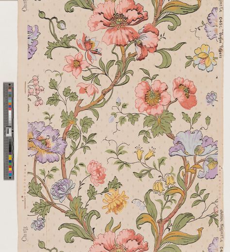 Wallpaper | Allen-Higgins Wallpaper Co. (Manufacturer) | 2001.281.1170 -- Historic New England Architecture Events, Chintz Pattern, Historic New England, Art Invitation, Textile Prints Design, Indian Prints, Tapestry Fabric, Decorating Small Spaces, Pattern Background