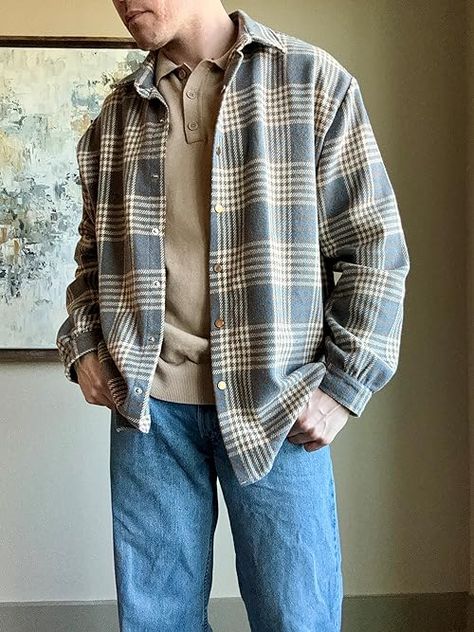 Mens Levi’s and oversized shirt jacket flannel outfit Vintage Flannel Outfits Men, Jacket Flannel Outfit, Men’s Flannel, Vintage Flannel Outfits, Flannel Jacket Men, Flannel Outfits Men Aesthetic, Men Flannel Outfits, Rpg Clothes, Flannel Outfits Men