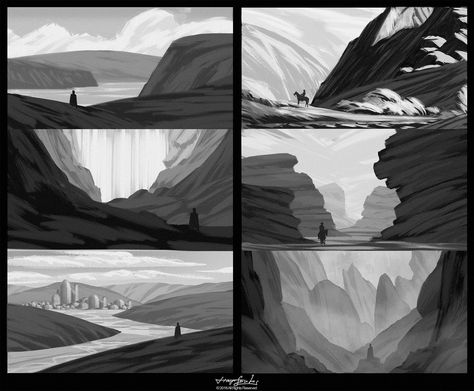 Perspective Thumbnail, Landscape Thumbnails, Composition Thumbnails, Environmental Art Concept, Environment Thumbnails, Background Composition, Landscape Composition, Environment Sketch, Thumbnail Background