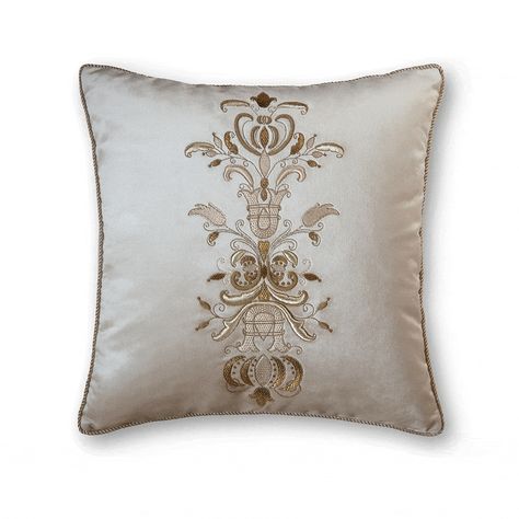 Zola cushion in Capri silk velvet - Vanilla - Beaumont  Fletcher Bed Fabric, Decor Cushions, Handmade Curtains, Embroidery Pillow, Bedroom Cushions, Designer Cushions, Cushion Cover Designs, Couture Embroidery, Luxury Cushions