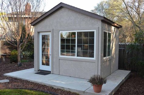 Tuff Shed | Down to Business With This Backyard Office Garden Shed Office, Prefab Tiny House Kit, Tough Shed, Shed Office Ideas, Guest House Shed, Office Backyard, Backyard Office Shed, Backyard Guest Houses, Pre Fab Tiny House