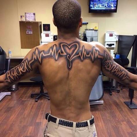 “Next tattoo” Negative Tattoo, Kid Name Tattoo, Heartbeat Tattoo, Tattoos With Kids Names, Back Tattoos For Guys, Cool Small Tattoos, Arm Tattoos For Guys, Half Sleeve Tattoo, Back Tattoos