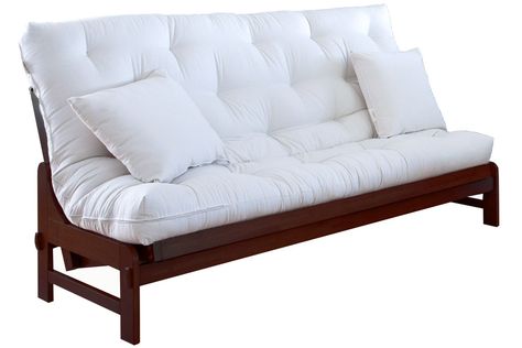 Armless Wood Futon Lounger | Cypress Java Wood Futon Frame | The Futon Shop Futon Guest Room, Wooden Futon, Futon Mattress Cover, Wood Futon, Wood Futon Frame, White Futon, Organic Sofa, Futon Frames, Japanese Futon