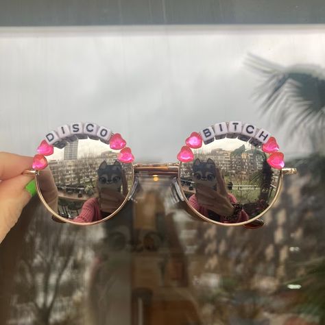 DISCO BITCH Round Rainbow Mirror Festival Sunglasses Custom - Etsy Disco Sunglasses Retro, Disco Sunglasses, Rainbow Mirror, Concert Merch, Festival Sunglasses, Sunglasses Retro, Dec 8, United Kingdom, Fashion Inspo