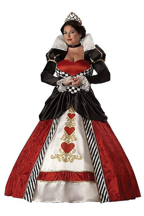 Queen of Hearts Plus Size  Costume Queen Of Hearts Halloween, Disney Characters Costumes, Fairy Tale Costumes, Heart Costume, Queen Of Hearts Costume, Plus Size Costume, Plus Size Halloween Costume, Plus Size Costumes, Black Halloween Dress