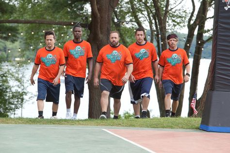 Adam Sandler,    Chris Rock, Rob Schneider, David Spade, and Kevin James in Grown Ups (2010) Adam Sandler Movies, Grown Ups 2, Rob Schneider, Up The Movie, Movie Character Costumes, Up Halloween Costumes, Movie Halloween Costume, Spirit Week Outfits, Movie Halloween Costumes