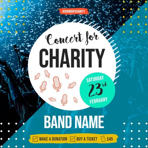 Modern charity concert campaign advertisement template Concert Series Poster, Invert Colors, Advertisement Template, Event Posters, Series Poster, Fundraising Event, Fundraising Campaign, Classic Names, Promotional Flyers