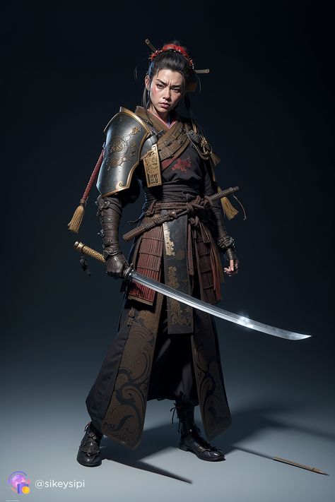 Japanese Warriors, Samurai Female, Samurai Concept Art, Asian Warrior, Shogun Samurai, Samurai Dynamic Pose, Samurai Cosplay, Winter Samurai, Samurai Pose