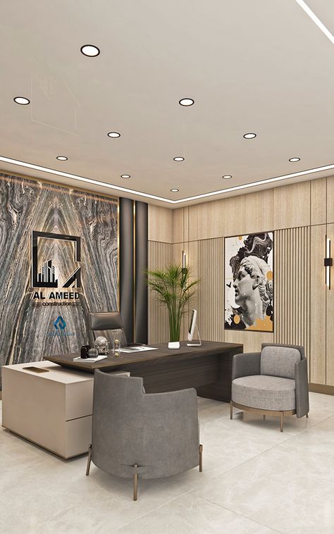 Md Office Design Interiors, Boss Office Interior Design, Md Cabin, Office Design Interior, Executive Office Design, Office Table Design, Graphic Design Architecture, Office Interior Design Modern, Modern Office Interiors