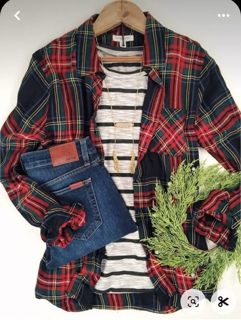 Top Jeans, Shirt Striped, Fall Winter Outfits, Outfits Casuales, Winter Wardrobe, Plaid Shirt, Christmas Outfit, Shirt Outfit, Passion For Fashion