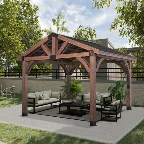 Backyard Discovery 12' x 10' Brookdale Gazebo With Electric - Sam's Club Cedar Gazebo, Wood Gazebo, Grill Gazebo, Steel Roof, Backyard Gazebo, Outdoor Gazebos, Patio Gazebo, Wood Patio, Shade Structure