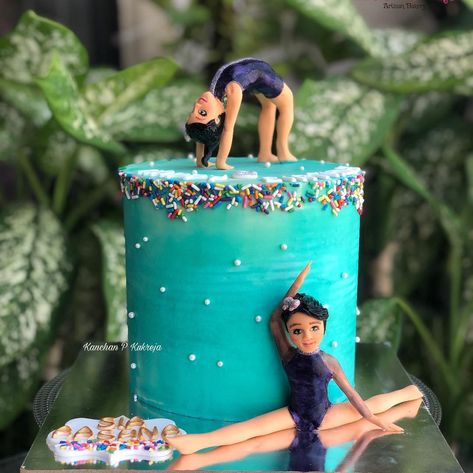 Gymnastic Theme Cake, Gymnastics Cake, Gymnastics Cakes, 7 Cake, Sports Themed Party, Theme Cake, Sports Theme, Themed Cakes, Kids Party