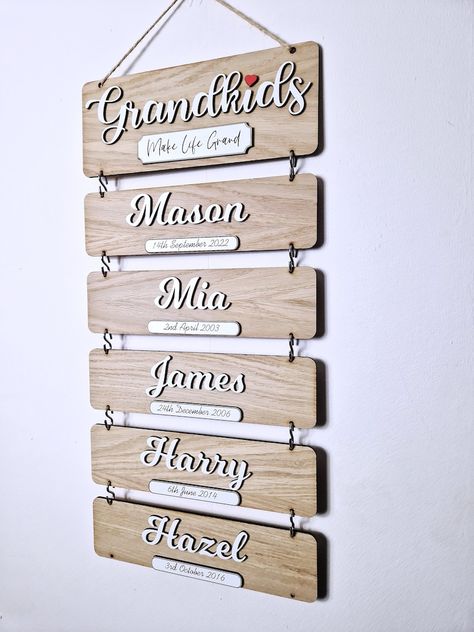 Grandchildren's Birthday Reminder, Grandkids Wooden Plaque, Family Tree Gift, Gift Idea for Grandparents, Wooden Grandkids Sign - Etsy Grandkids Make Life Grand, Grandkids Sign, Family Tree Gift, Gift Wreath, Birthday Reminder, Old Design, Birthday Calendar, Wooden Plaques, Grandparent Gifts