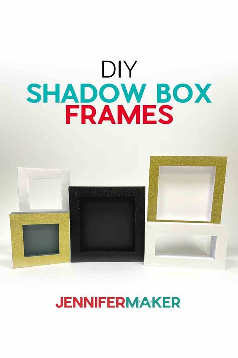 DIY Shadow Box Frames in five styles made from cardstock and Kraft board Shadow Box Svg Free, Diy Shadow Box Frame, Diy Drawer Dividers, Paper Picture Frames, Jennifer Maker, Paper Picture, Trending Crafts, Cricut Svgs, Diy Shadow Box