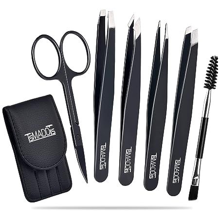 VALUE TWEEZERS SET:The 6pcs tweezer set come with 4 precision stainless steel eyebrows tweezers,1 curved eyebrows scissors and 1 double side eyebrow brush.Perfect for eyebrows shaping, ingrown hair, first aid, facial nose hair tweezers. Grabs hair every time.A must-have beauty kit to meet all your eyebrow shaping routine. Curved Eyebrows, Eyebrow Tools, Eyebrow Hacks, Tweezers Eyebrows, Beauty Kit, Eyebrow Shaping, Beauty Tool, Ingrown Hair, Leather Travel