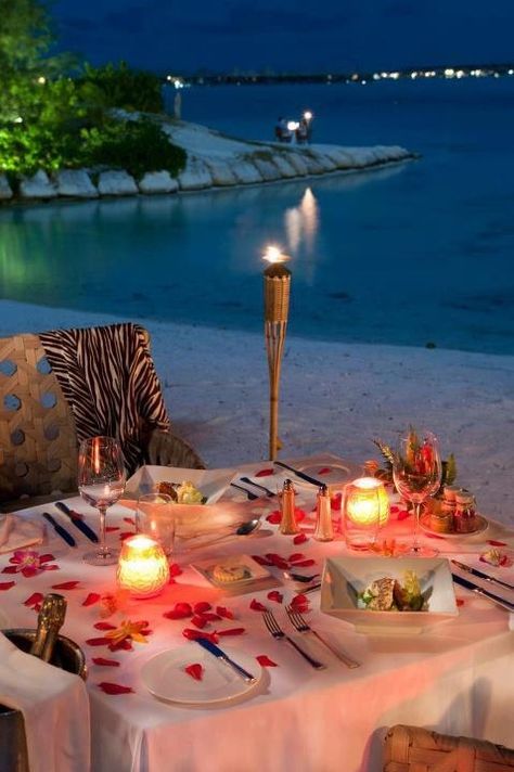 Romantic dinner on the beach Dream Dates, Beach Dinner, Romantic Beach, Romantic Night, Romantic Places, Romantic Dinner, Romantic Evening, Romantic Moments, Romantic Dates