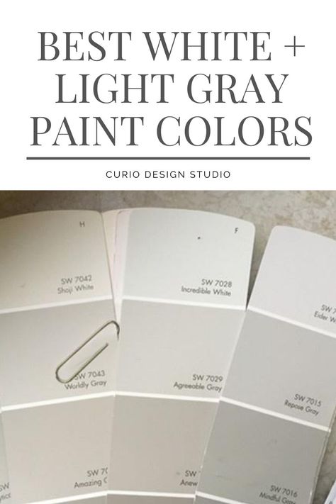 Whites and grays are super trendy right now but it is hard to know which one to pick. With all the variations, cool vs. warm, and undertones how do you decide? Don’t worry your pretty little head about it any longer! #whitepaintcolors #graypaintcolors #interiordesign #curiodesign Light Grey White Paint, Super Light Gray Paint Colors, White With Grey Undertones Paint, Very Light Gray Paint, White Paint With Gray Undertones, Light Grey Kitchen Walls, White Paint With Grey Undertone, Super Light Grey Paint, White With Gray Undertone Paint