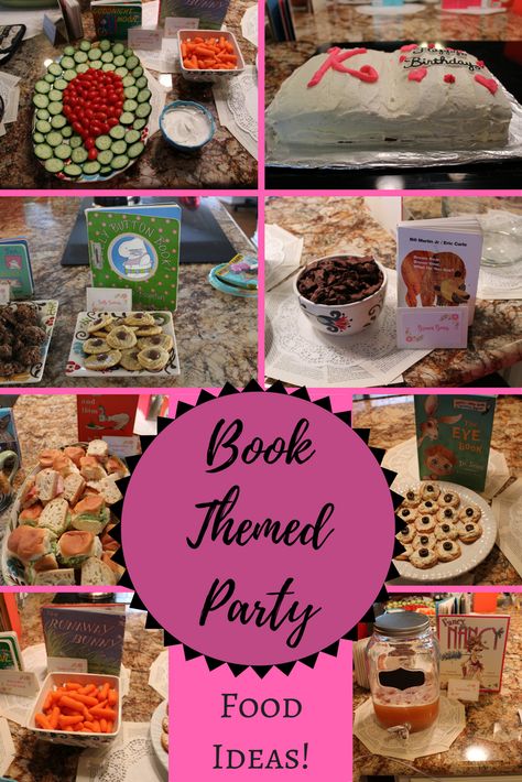 Library themed snack and food ideas for a book, library, or bookworm themed baby shower or birthday party! Ideas For A Book, Bookworm Party, Book Birthday Party, Book Club Snacks, Book Themed Birthday Party, Themed Snacks, Book Birthday Parties, Book Themed Party, Second Birthday Party