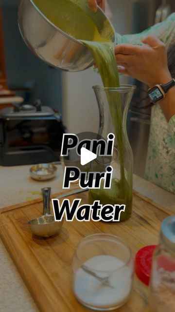 Laxmi Rawal on Instagram: "Pani puri Water   CUMIN SEEDS 1 TBSP WHOLE CORIANDER 1 TBSP BLACK PEPPER  1/2 TSP DRY RED CHILIES 5-6  ( ALL ROASTED & BLEND)  THEN ADD  AMCHUR POWDER 1 TBSP BLACK SALT 1 TSP SALT 1/2 TSP DRY GINGER POWDER 1 TSP  Pani Ingredients: MINT 2 CUPS (PACKED) FRESH CORIANDER 1 & 1/2 CUP (PACKED) GINGER SMALL PIECE GREEN CHILLIES 7-8  TAMARIND PULP 1/2CUP JAGGERY 2 TBSP ( this won’t make your water sweet, it just gives nice taste) PANI PURI MASALA ( which we prepared)  ICE CUBES 8-10  WATER 1 LITRE  #panipuripani #panipurirecipe #panipuriwater #panipuriwaterrecipe #mammidadhaba" How To Make Pani Puri Water, Pani Puri Water Recipes, Pani Puri Pani Recipe, Pani Puri Water, Amchur Powder, Pani Puri Recipe, Cilantro Recipes, Puri Recipe, Puri Recipes