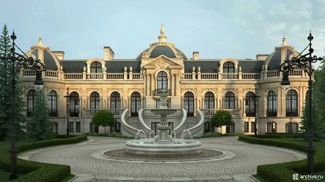 Baroque Mansion Exterior, Large Palace Exterior, Royal Mansion, Mansion Aesthetic, Castle House Design, Mansion Exterior, Old Mansion, Classic Villa, Dream Mansion