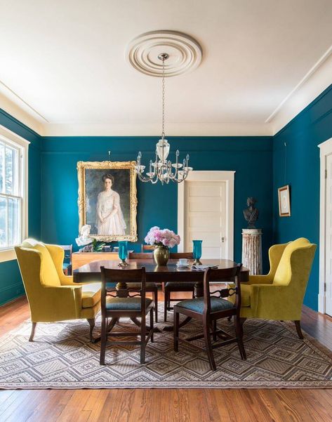 Wallpaper Dining Room Ideas, 2023 Dining Room, Dining Room Yellow, Dining Room Teal, Wallpaper Dining Room, Wallpaper Dining, Ranch Makeover, Yellow Dining Room, Room Yellow